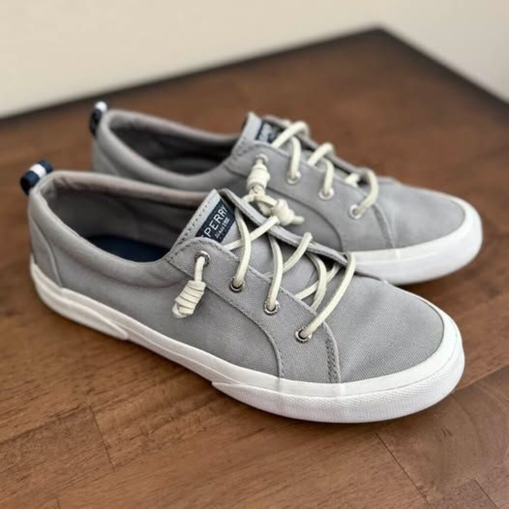 Sperry Pier Wave Women’s Size 9 Gray Canvas Sneakers Memory Foam STS85103